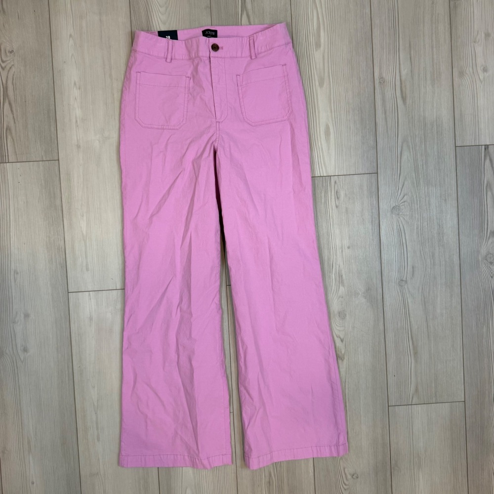 J.Crew Lizzie Pant Pink Wide Leg Cotton Linen Blend Trousers BW803 Size 28 NWT